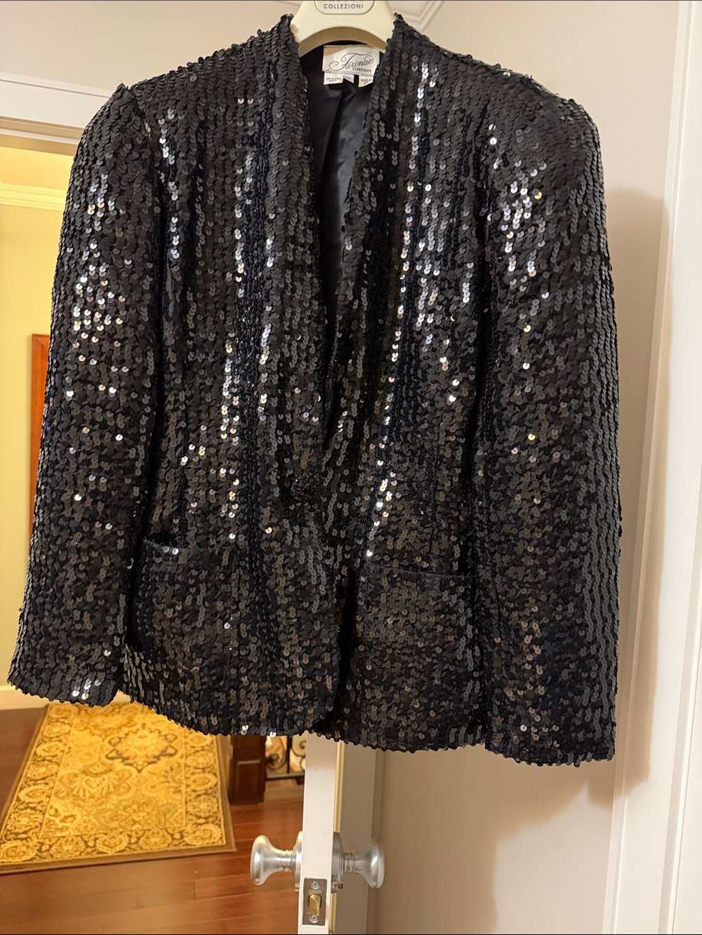 Black Sequin Women's Blazer Jacket - Classic Evening Coat